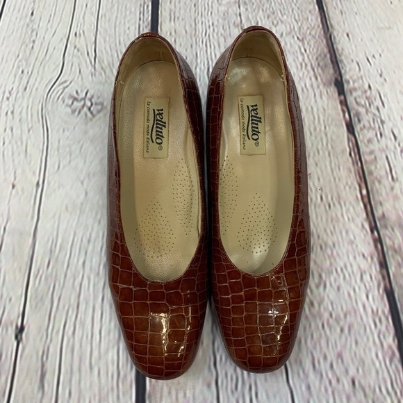 Velluto Brown Italian Snake Skin Leather Heels - Picture 4 of 6